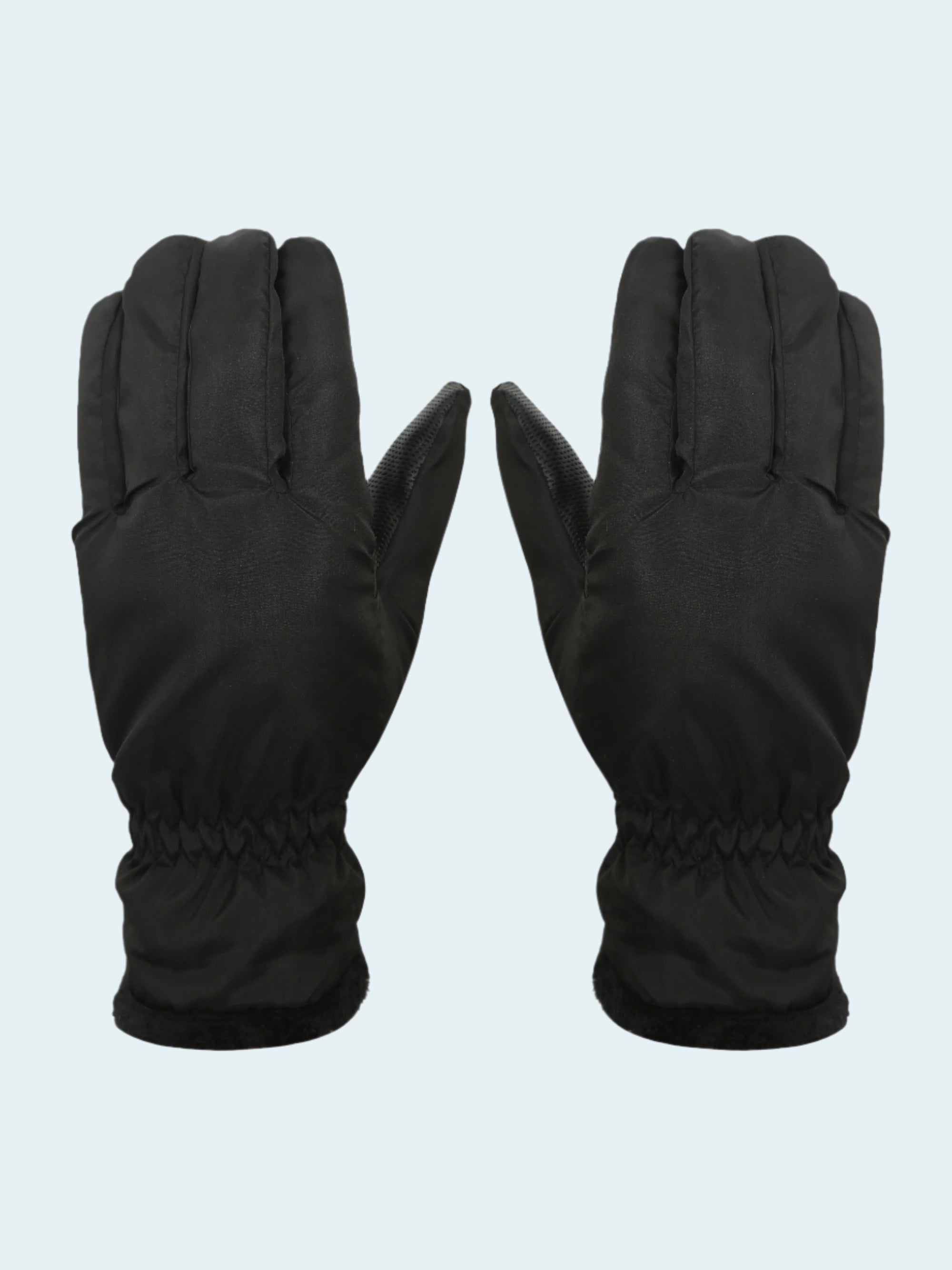 Pair of black gloves on a white background