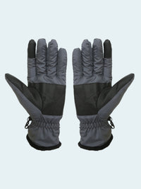 Pair of gray and black gloves on a white background