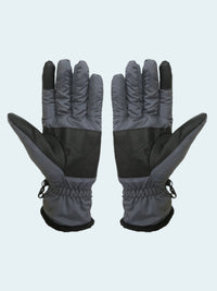 Pair of gray and black gloves on a white background