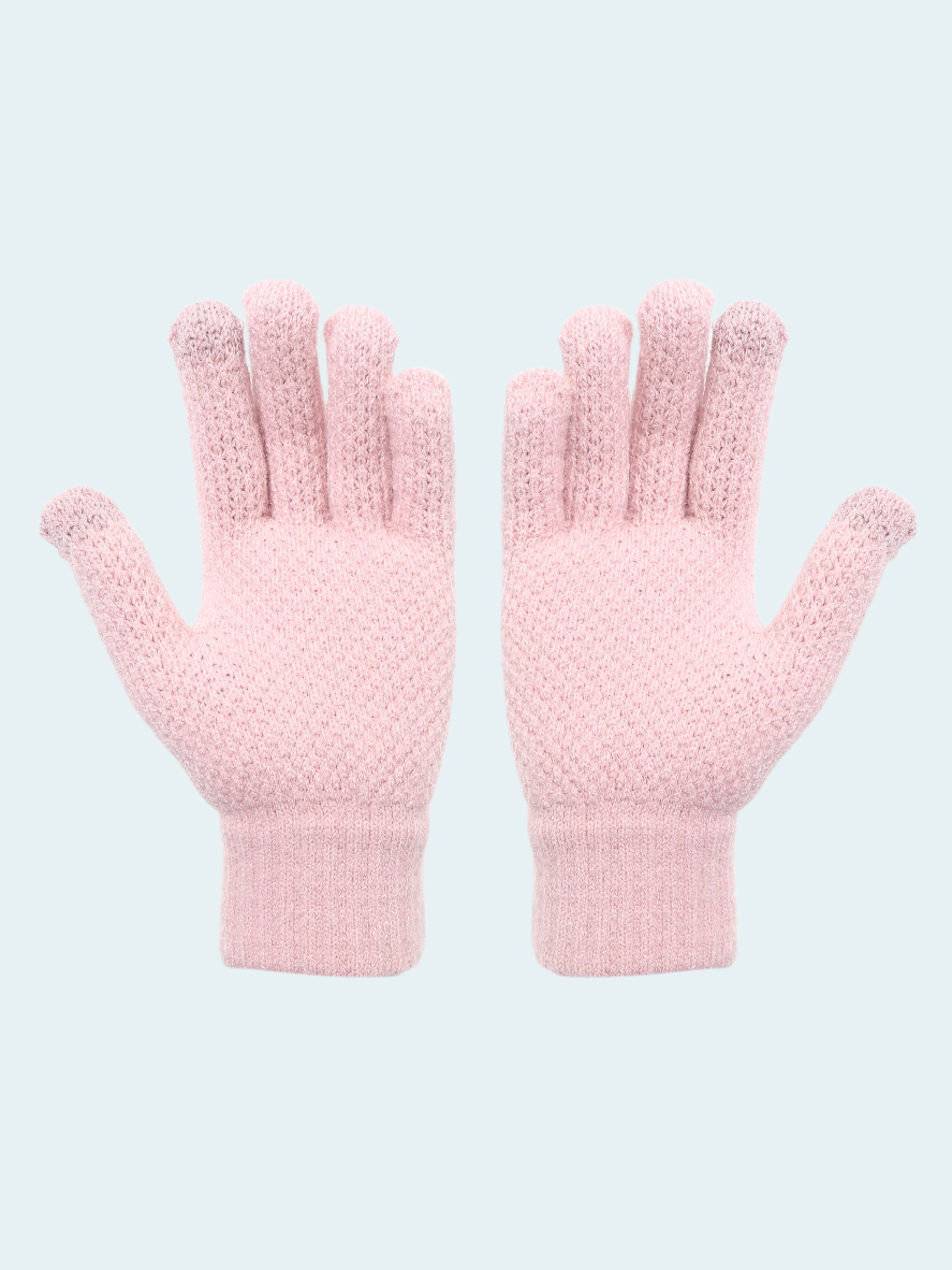 Pair of pink gloves on a white background