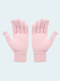 Pair of pink gloves on a white background