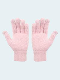 Pair of pink gloves on a white background