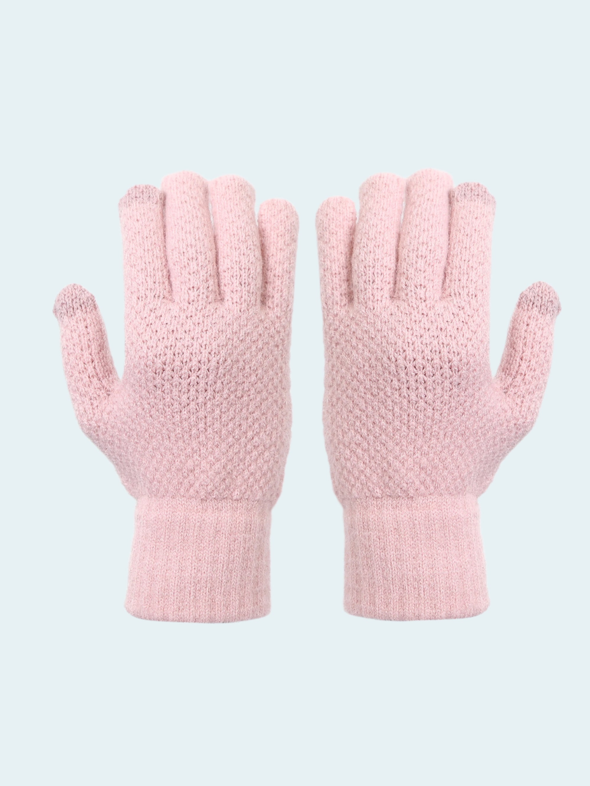 Pair of pink gloves on a white background