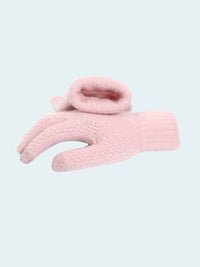 Pink textured glove on a white background