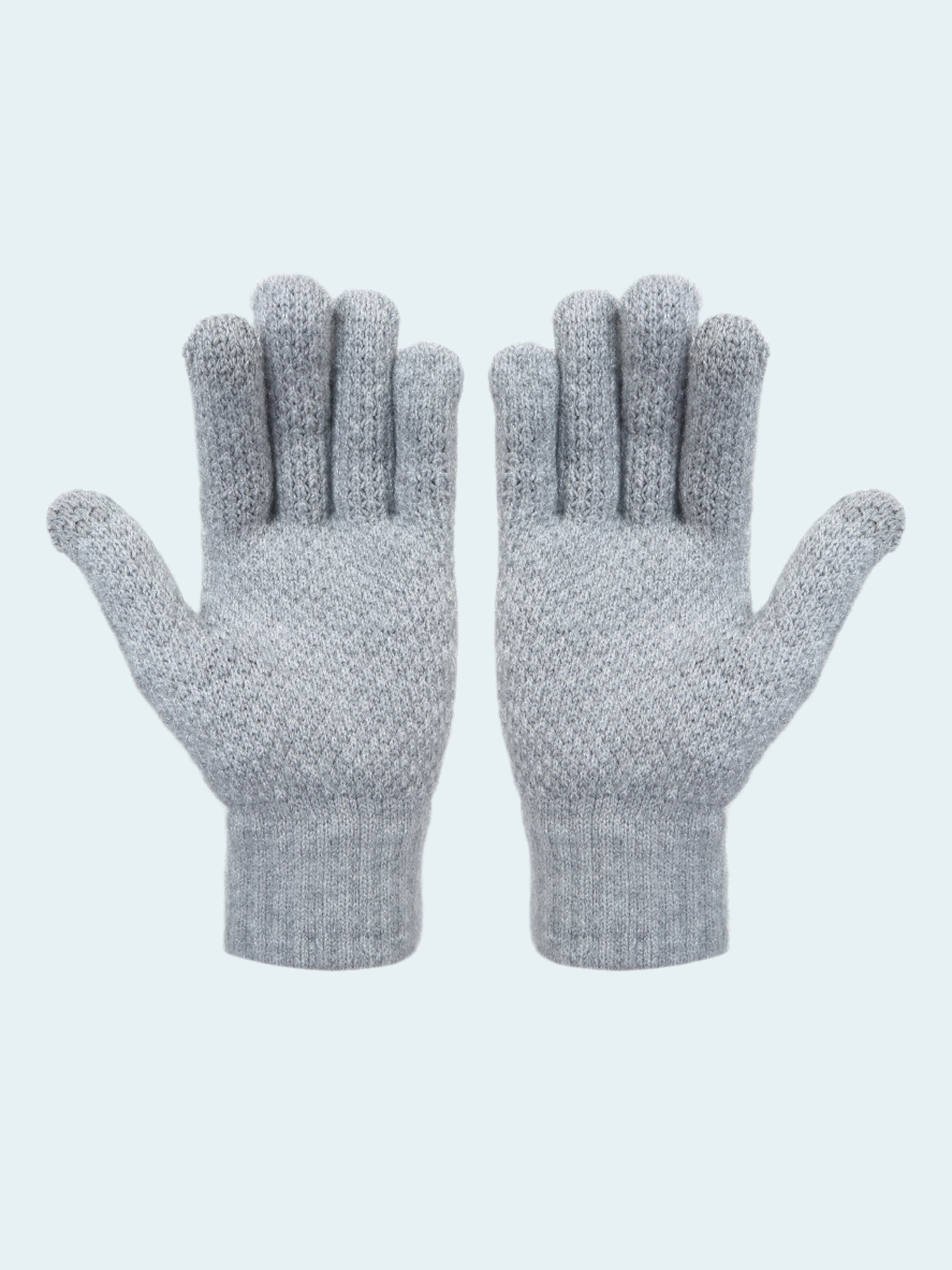 Pair of gray gloves on a white background