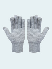 Pair of gray gloves on a white background