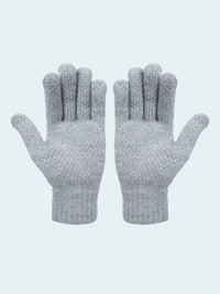 Pair of gray gloves on a white background