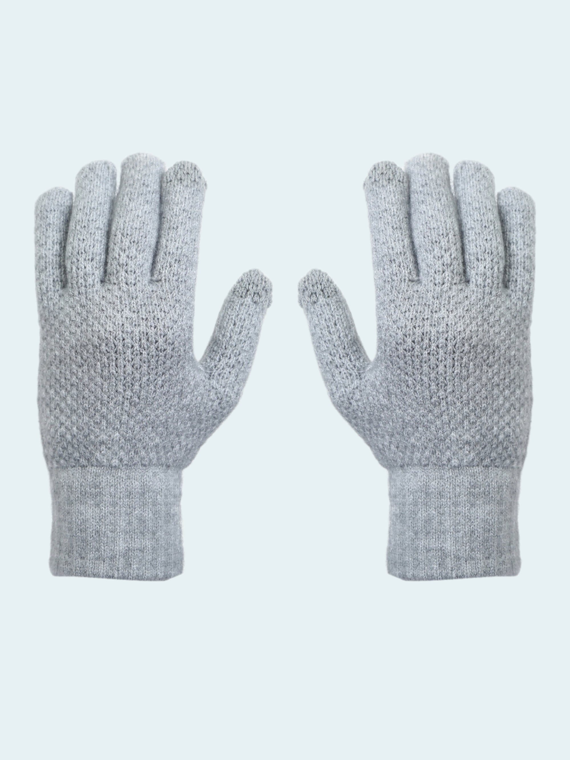 Pair of gray gloves on a white background