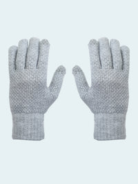 Pair of gray gloves on a white background