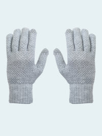 Pair of gray gloves on a white background