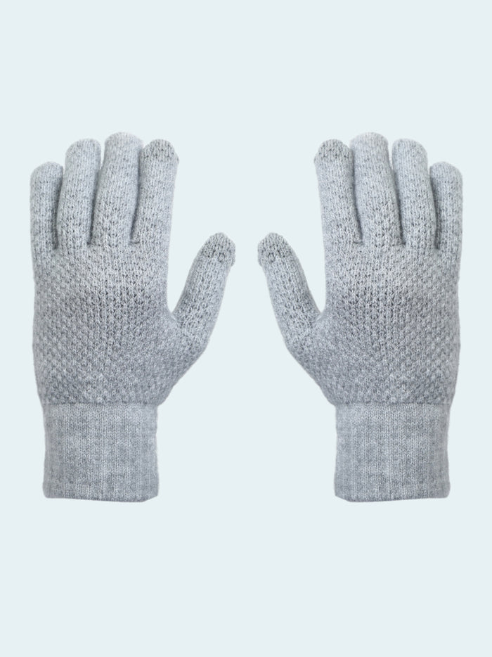 Pair of gray gloves on a white background