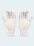 Pair of white fleece gloves on a white background