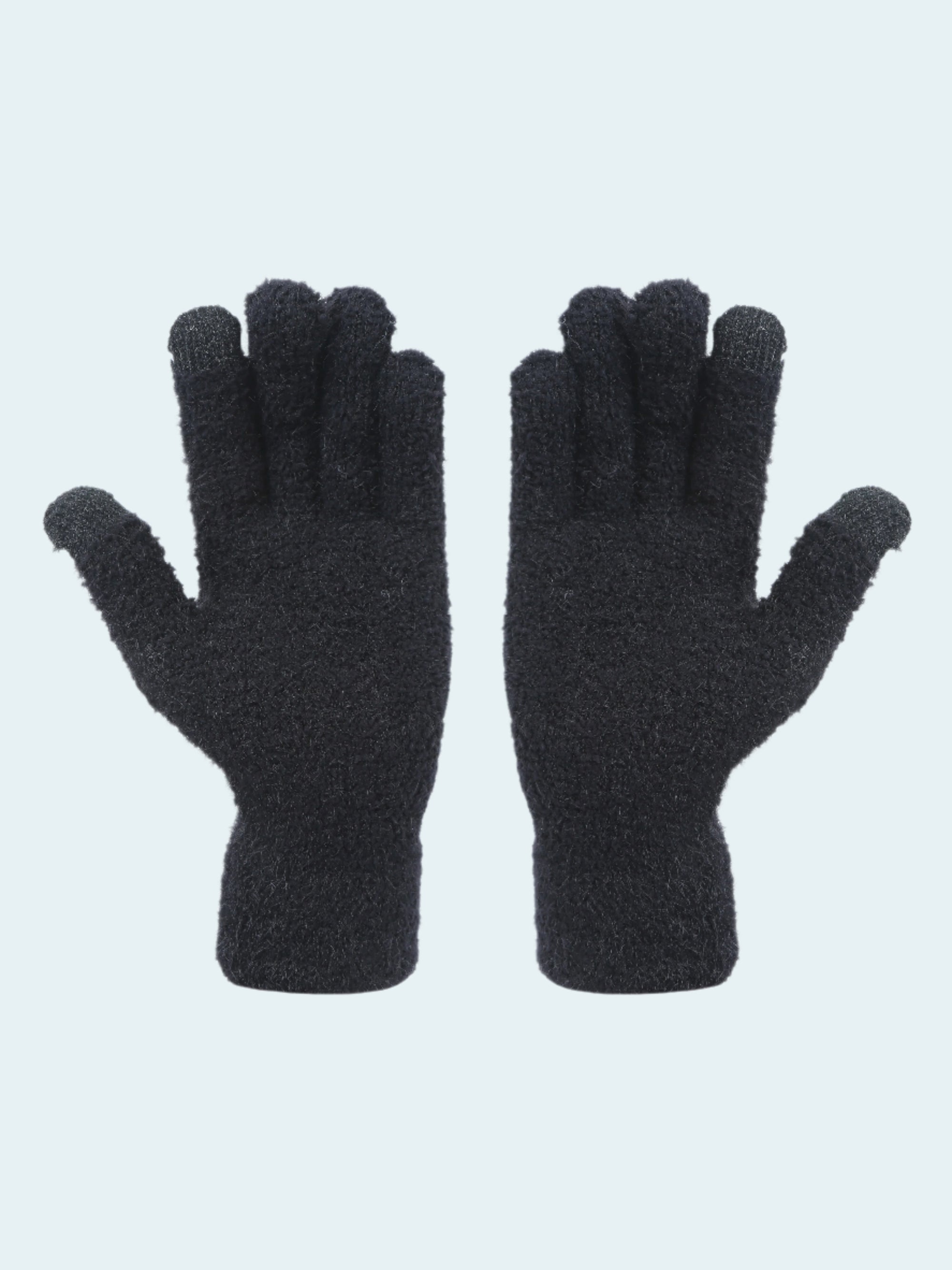 Pair of black gloves on a white background