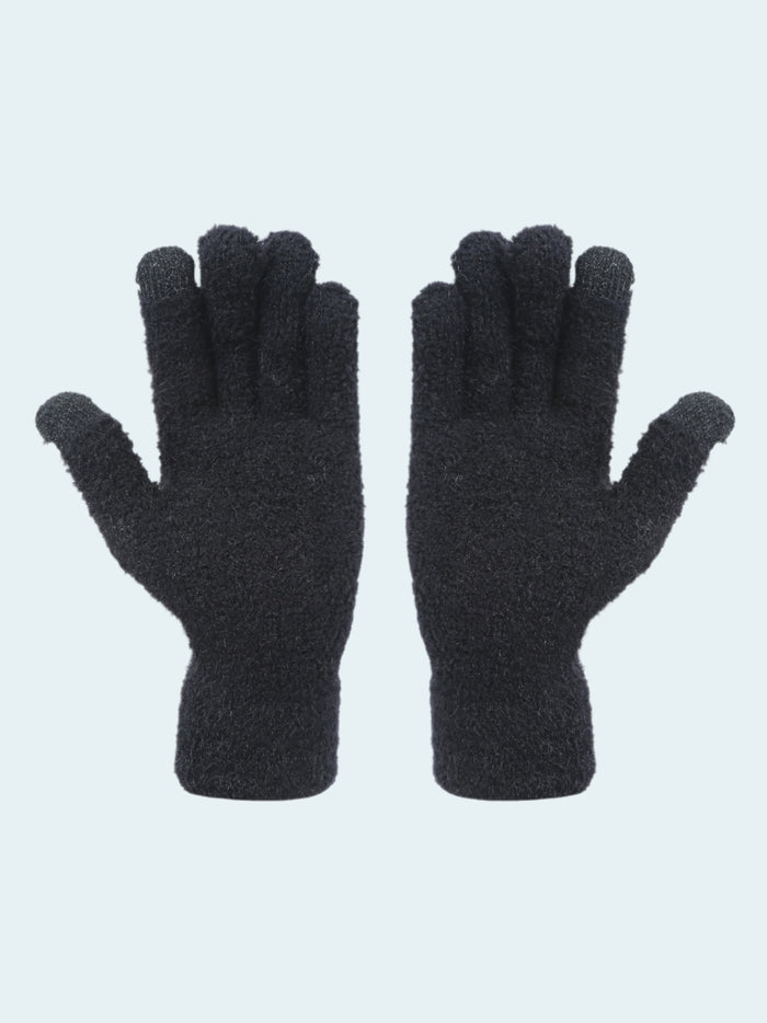 Pair of black gloves on a white background