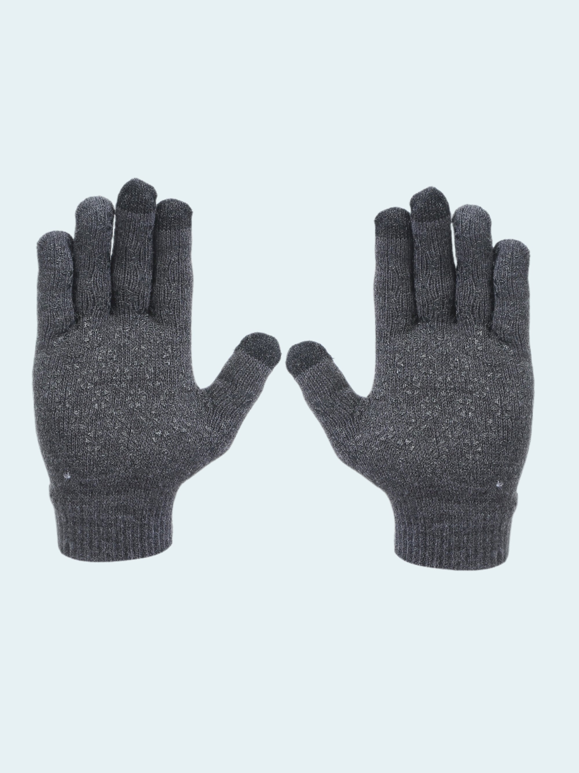 Pair of gray gloves on a white background