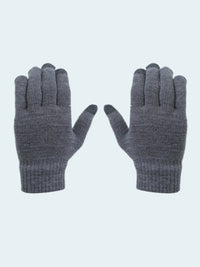 Pair of gray gloves on a light blue background