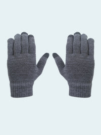 Pair of gray gloves on a light blue background