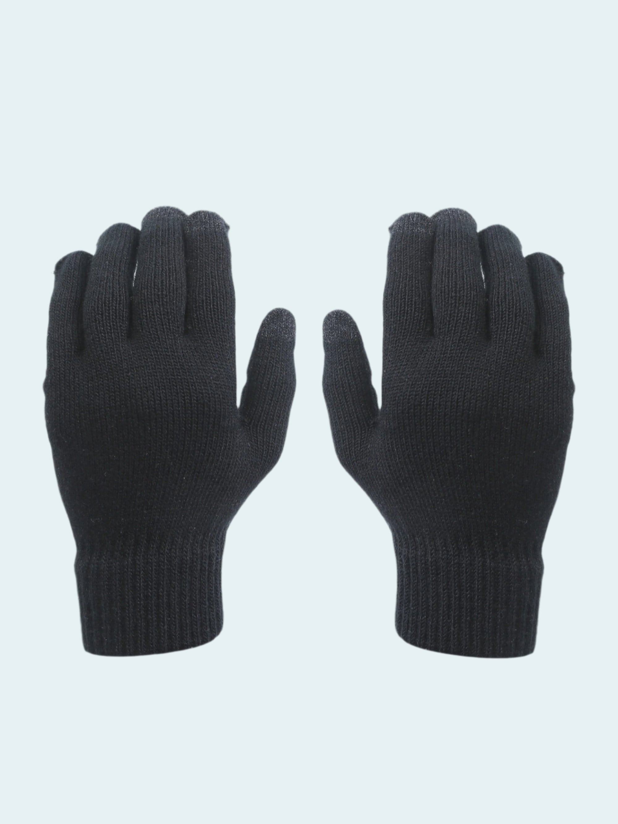 Pair of black gloves on a white background