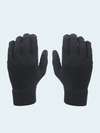 Pair of black gloves on a white background