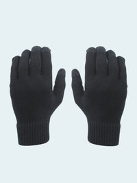 Pair of black gloves on a white background