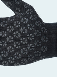 Black glove with textured pattern on a white background