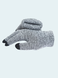 Gray and black textured gloves on a white background