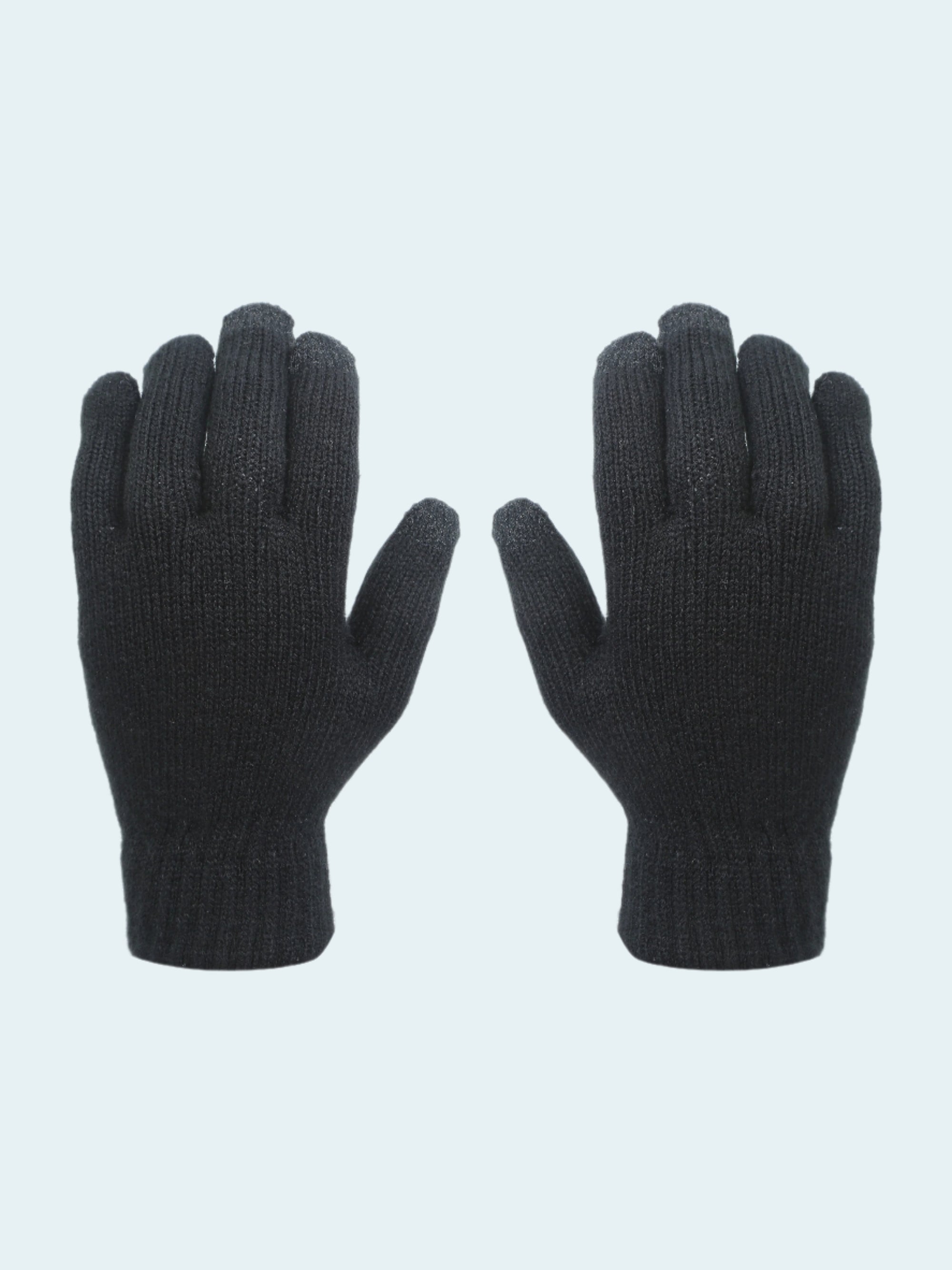 Pair of black gloves on a white background