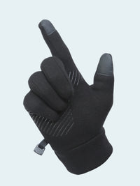 Black glove with touch screen tips on a white background