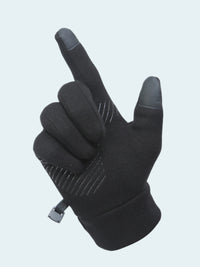 Black glove with touch screen tips on a white background