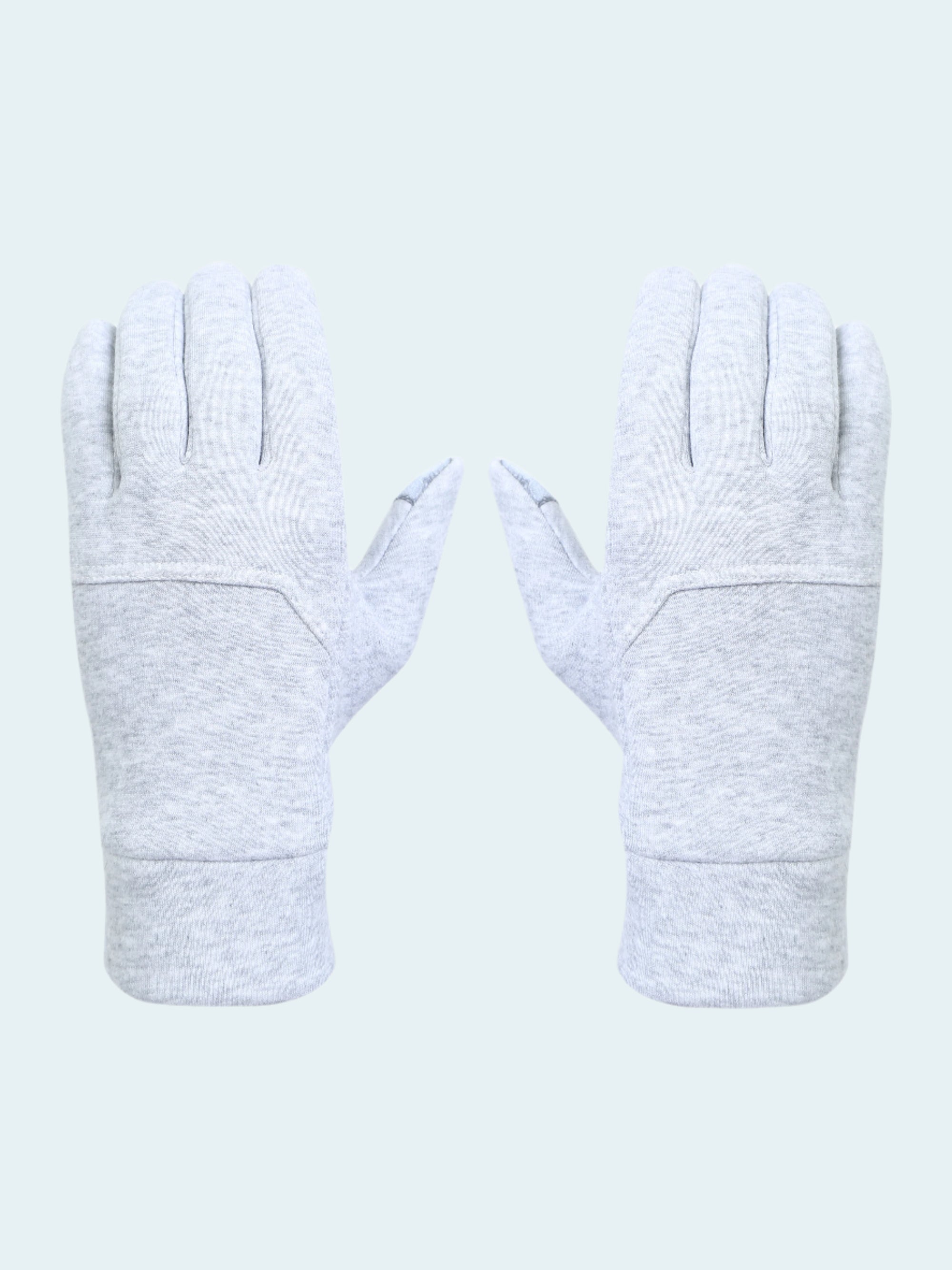 Pair of gray gloves on a white background