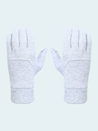 Pair of gray gloves on a white background