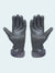 Pair of gray leather gloves with fleece lining on a white background