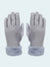Pair of gray gloves with fleece lining on a white background