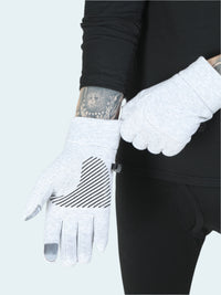 White gloves with black pattern on a white background