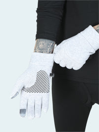 White gloves with black pattern on a white background