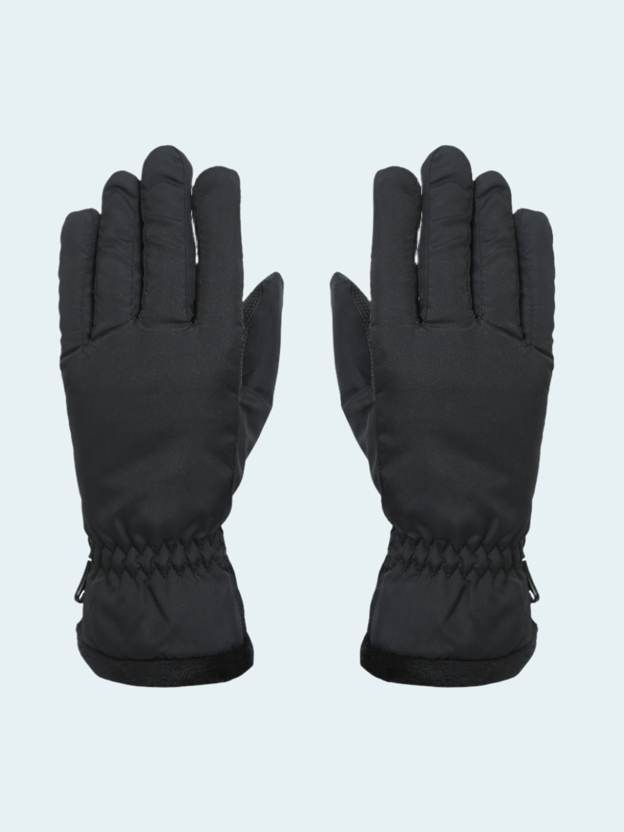 Pair of black gloves on a white background
