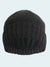Dark gray knit beanie on a white background