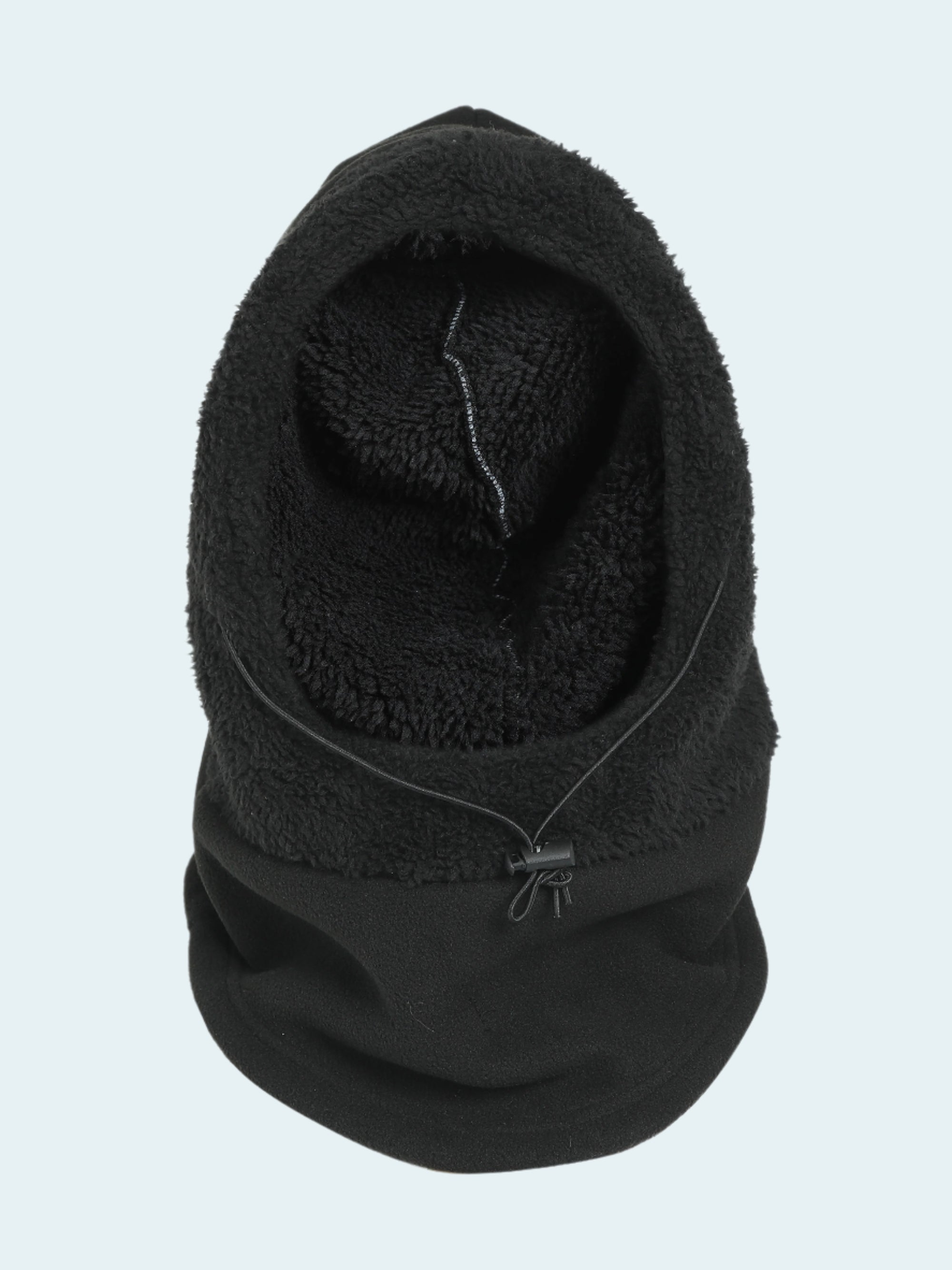 Black fleece balaclava on a white background