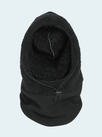 Black fleece balaclava on a white background