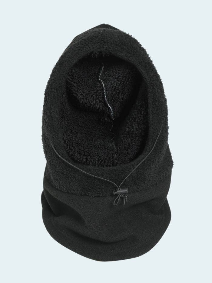 Black fleece balaclava on a white background