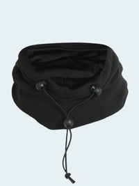 Black balaclava with drawstring on a white background