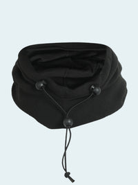 Black balaclava with drawstring on a white background