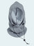 Gray hooded balaclava with ear flaps on a white background