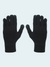 Pair of black gloves on a light gray background