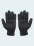 Pair of black gloves on a light gray background