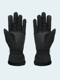 Pair of black gloves on a light gray background
