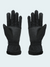 Pair of black gloves on a light gray background